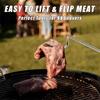Wooden Handle BBQ Meat Flipper Hook Heavy Duty Grilling Cooking Flipper  Home Cookout