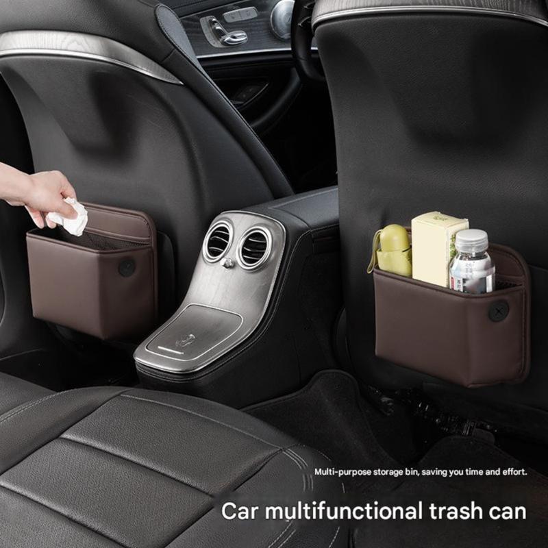 Leather Automotive Trash Can Dust Bin With Leakproof And Easy Clean Features For Car Cabin Organization Quick Install