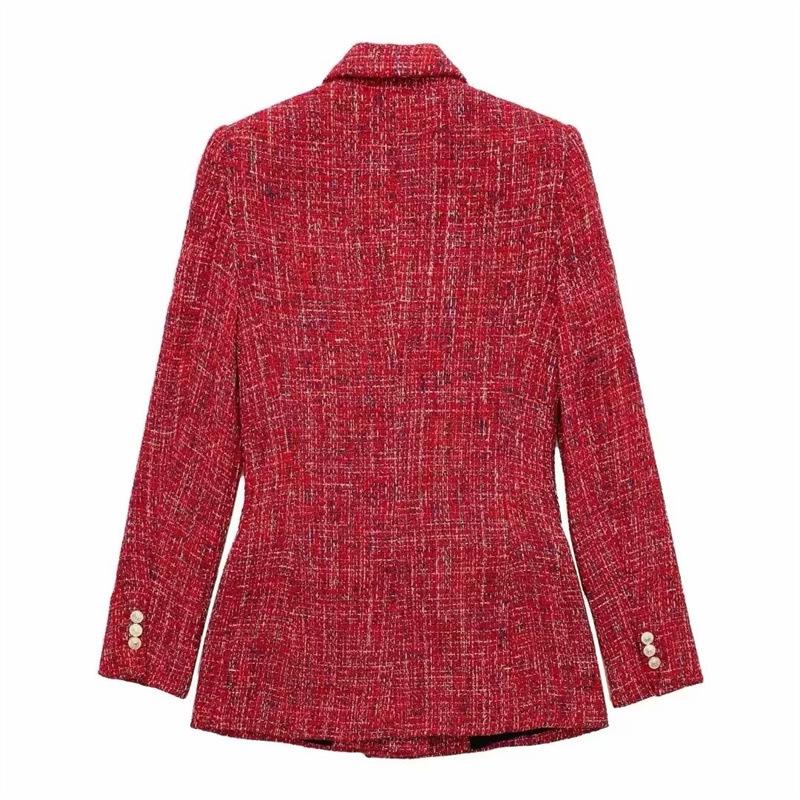 Autumn Double-Breasted Textured Office Jacket - Women's Fashion Suit with Small Fragrance Style