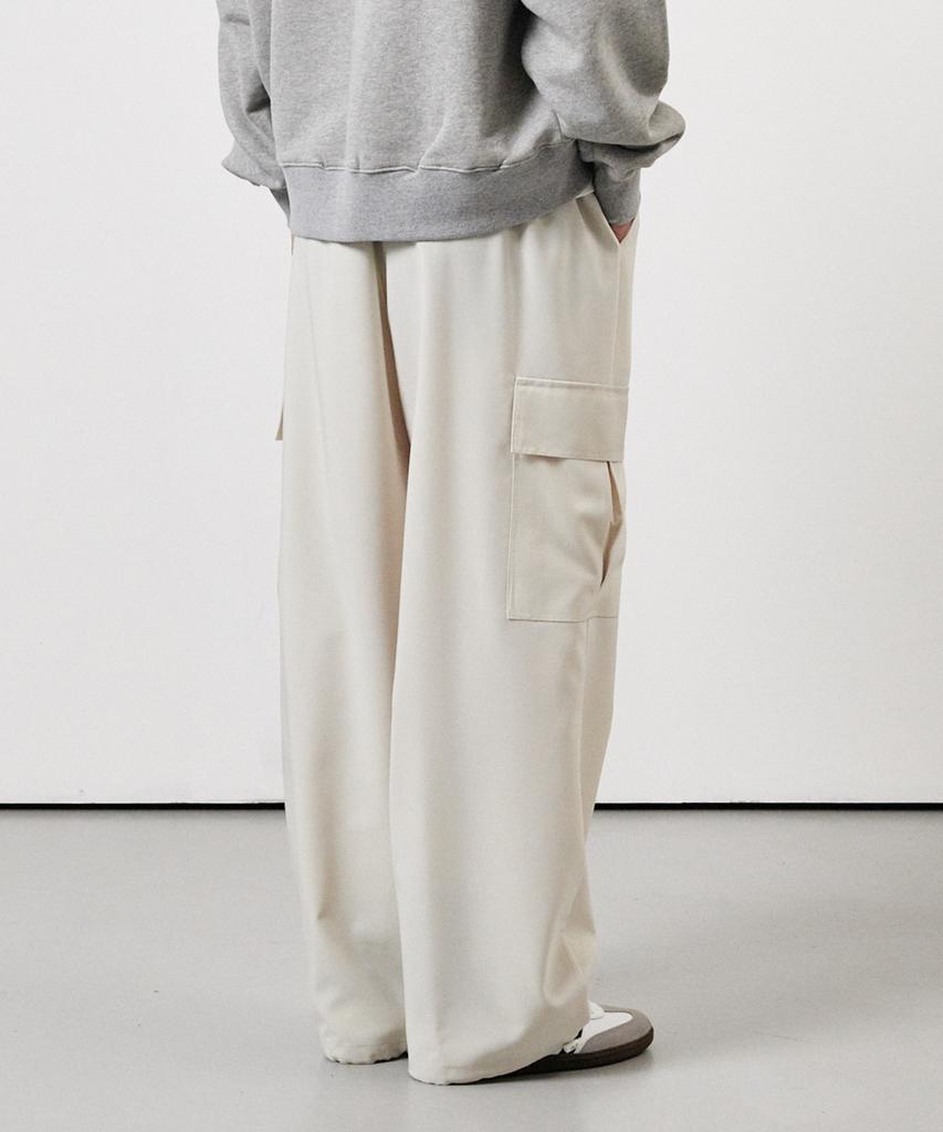 WHOLOVESART Daily Cargo Elastic String Pants Cream