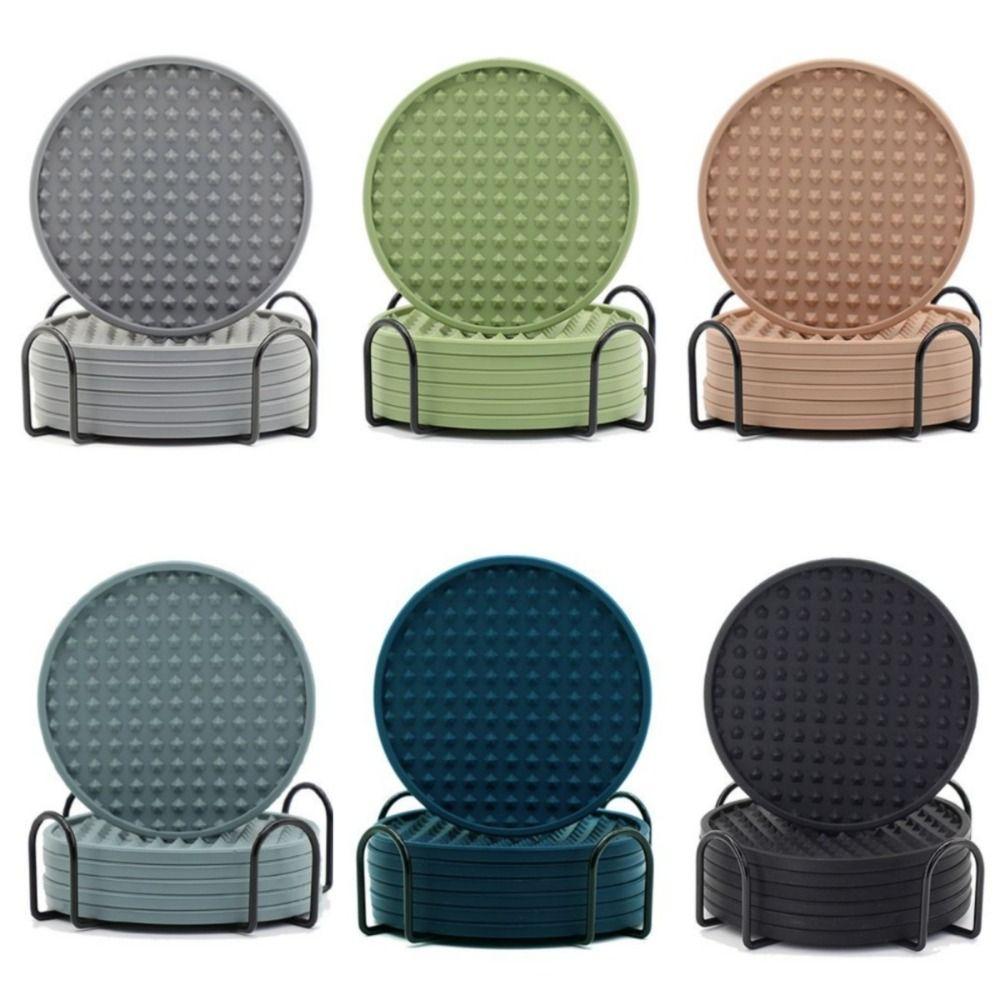 6 STÜCK Hitzebeständige Silikon-Untersetzer mit Halterung Verbrühschutz Möbelschutz Tassen- und Geschirrtrockenmatte Dekorativ