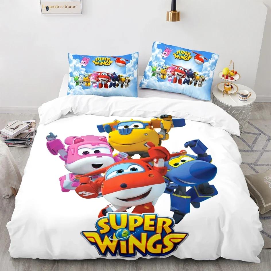 Super Wings Bedding Set Bedspread Single Twin Full Queen King Size Game Super Wings Bed Set Children's Kid Bedroom Duvetcover 05