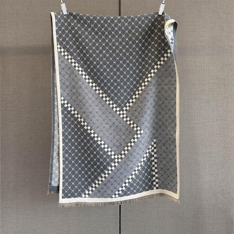 Autumn Imitation Cashmere Warm Short Beard Fringed Scarf Letter Splicing Fashion Jacquard Scarf Autumn and Winter Cold Shawl