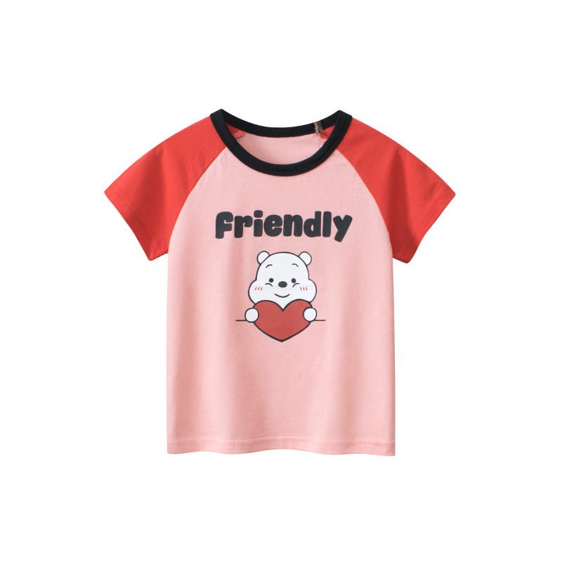 Children's Clothing Children's Short-Sleeved T-shirt Bottoming Baby Girl Little Bear Cartoon Clothes