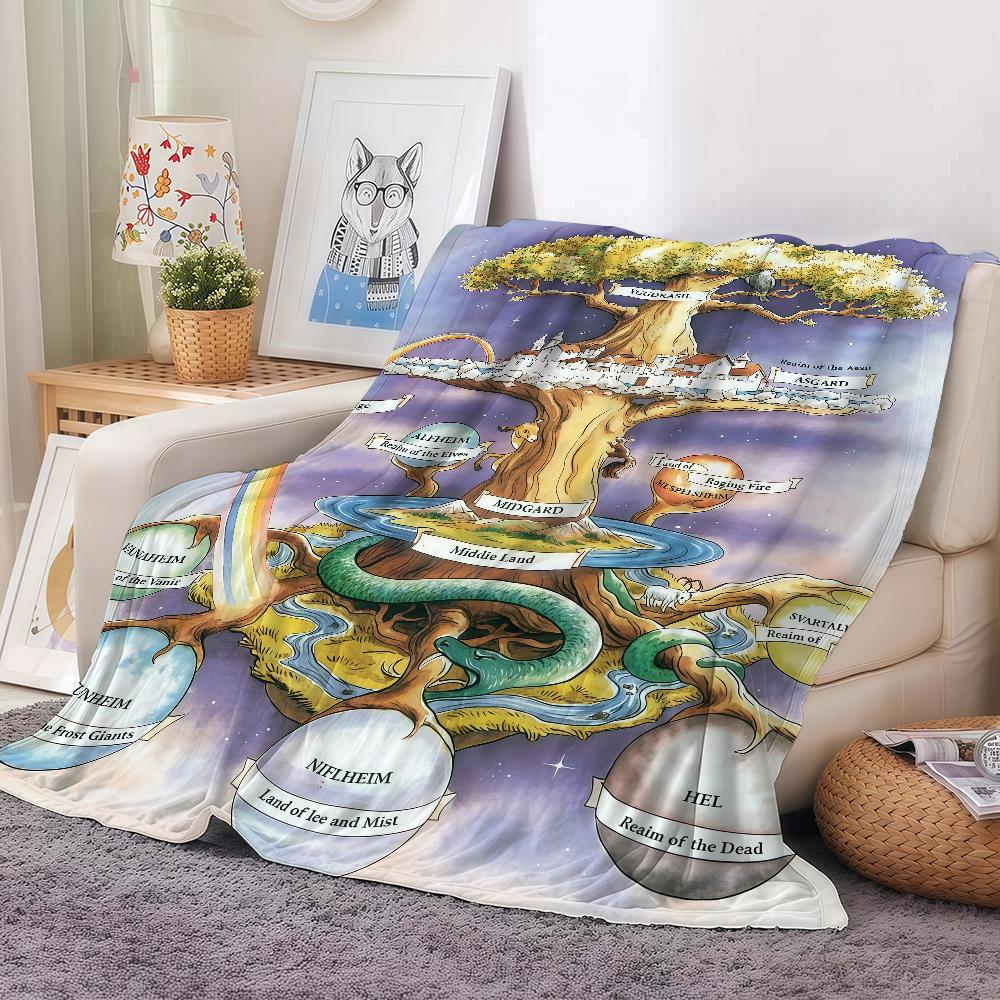 Yggdrasil Nature Tree Of Life Blanket Warm And Soft Suitable For Bedroom Living Room Sofa Bed Office Travel Camping