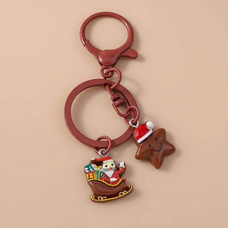 Cute Christmas Santa Clause Keychain Gingerbread Man Key Ring Pendant for Women Girls Handbag Decor DIY X'MAS Jewelry  Gifts
