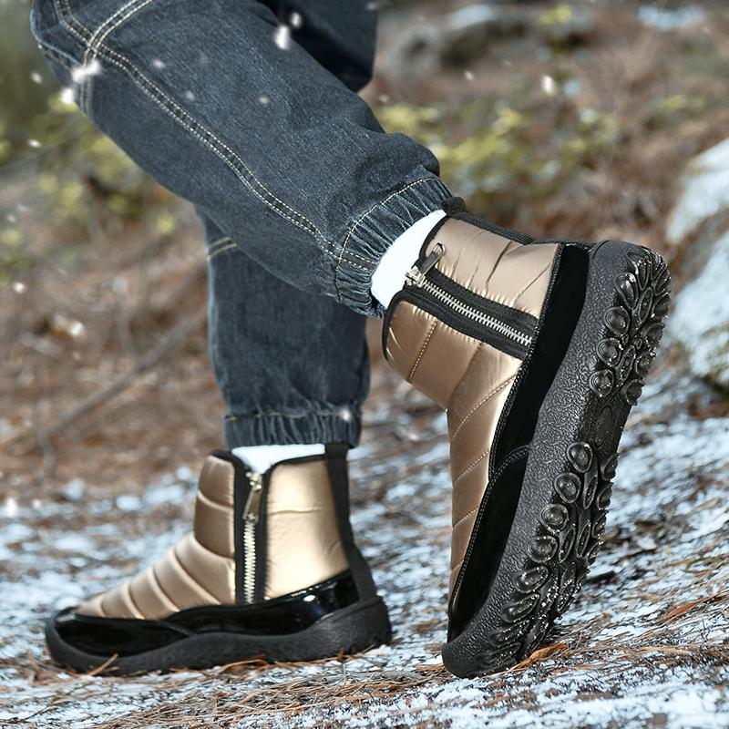 Golden Sapling Men Windproof Snow Boots Outdoor Leisure Flats Ankle Boot Man Waterproof Short Botas Big Size 46 Shoes