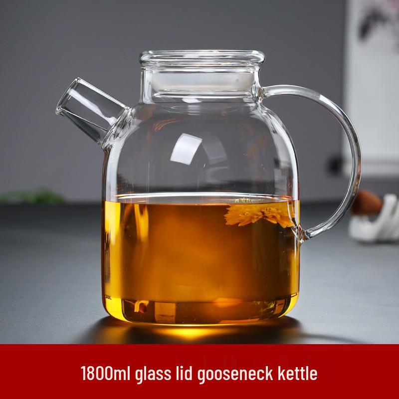 Heat-Resistant Borosilicate Glass Kettle with Bamboo Lid for Hot or Cold Water