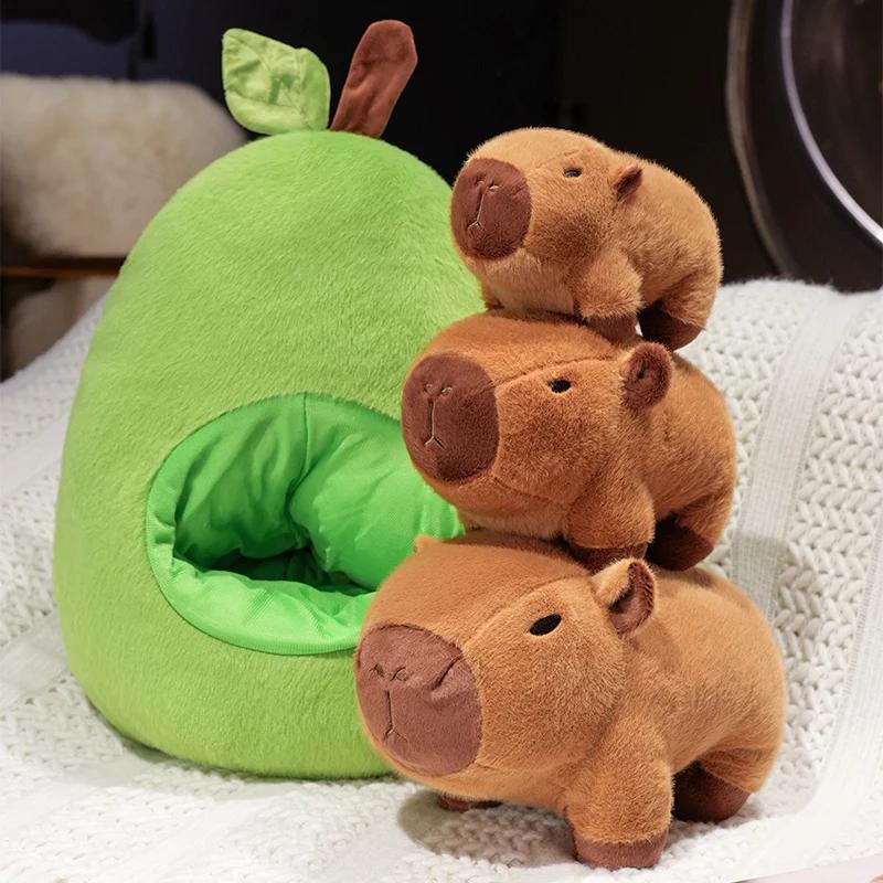 Peluche Capybara Avocado 35 Cm - Morbido Cuscino Giocattolo Rimovibile