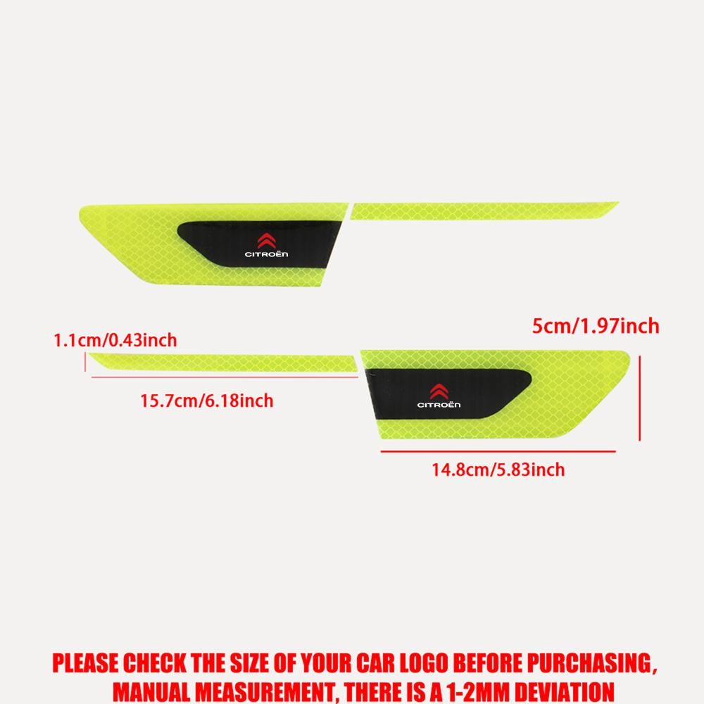 1 pair Reflective Warning Strip Tape Car Side Baffle Decoration Stickers For Citroen C1 C2 C3 C5 Grand Exterior Auto Accessories aib256