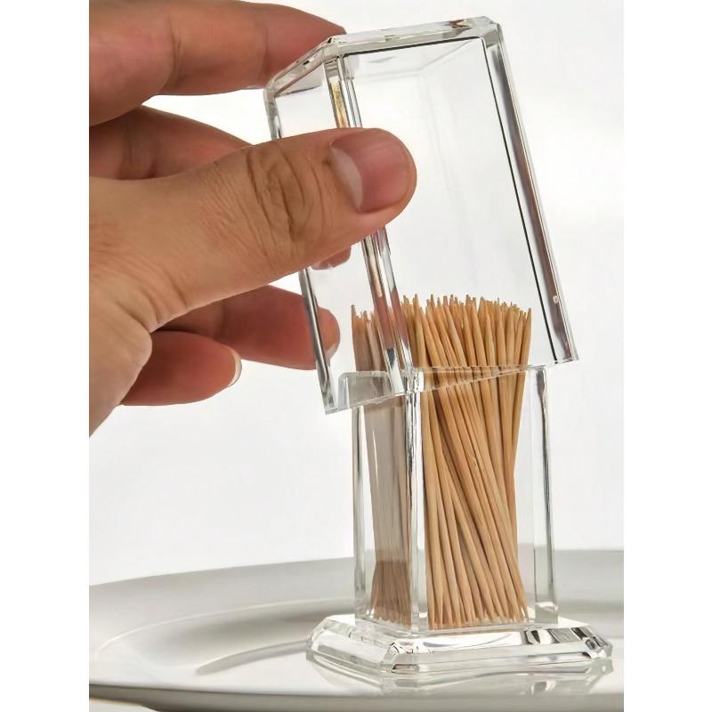 1PC PMMA Toothpick Holder, Clear Acrylic Toothpick Holder ,Minimalist Clear Toothpick Holder Dispense,Elegant Clean For Home Kitchen Storage