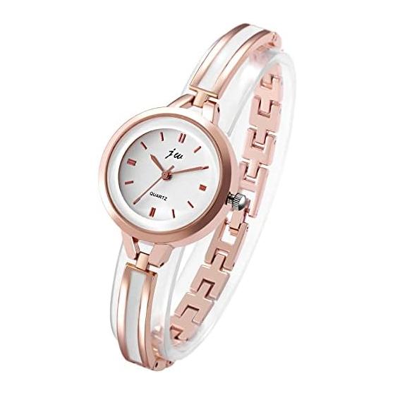 Ladies bangle watch simple cute analog display waterproof alloy belt popular stylish ladies watch rose gold birthday anniversary Christmas