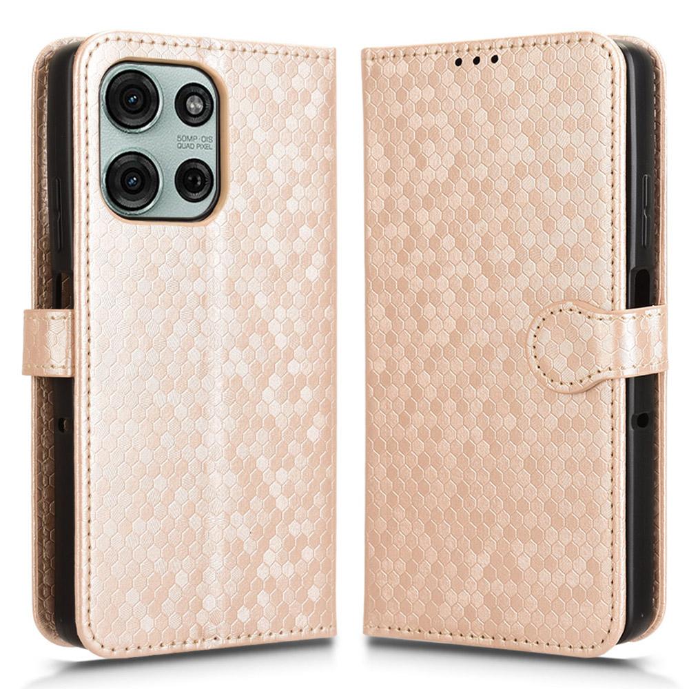 For Motorola Moto G75 5G Wallet Case Dot Pattern Imprint PU Leather Phone Cover
