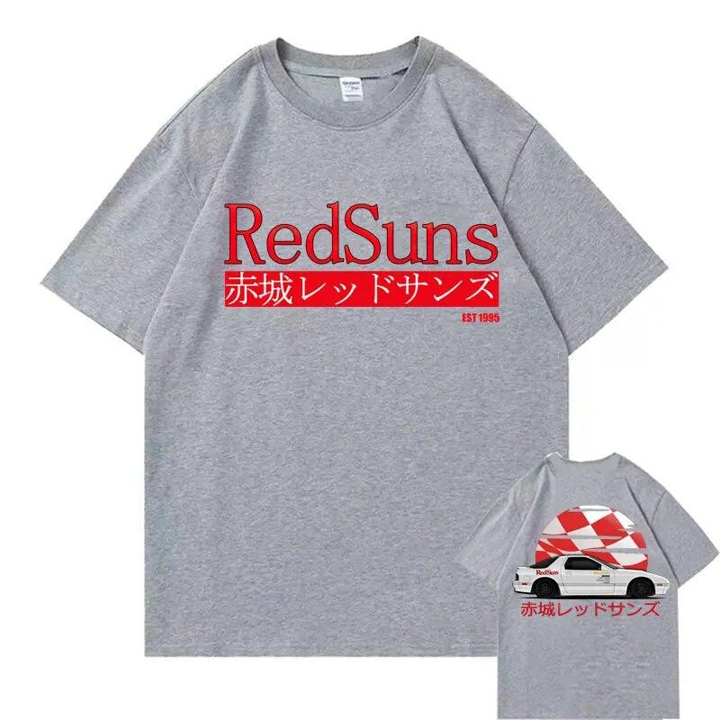 Tricou Unisex Anime Japonez Initial D Drift Akagi RedSuns Unisex Femei AE86 Topuri Imprimate Adolescent Tricou supradimensionat din bumbac de vară