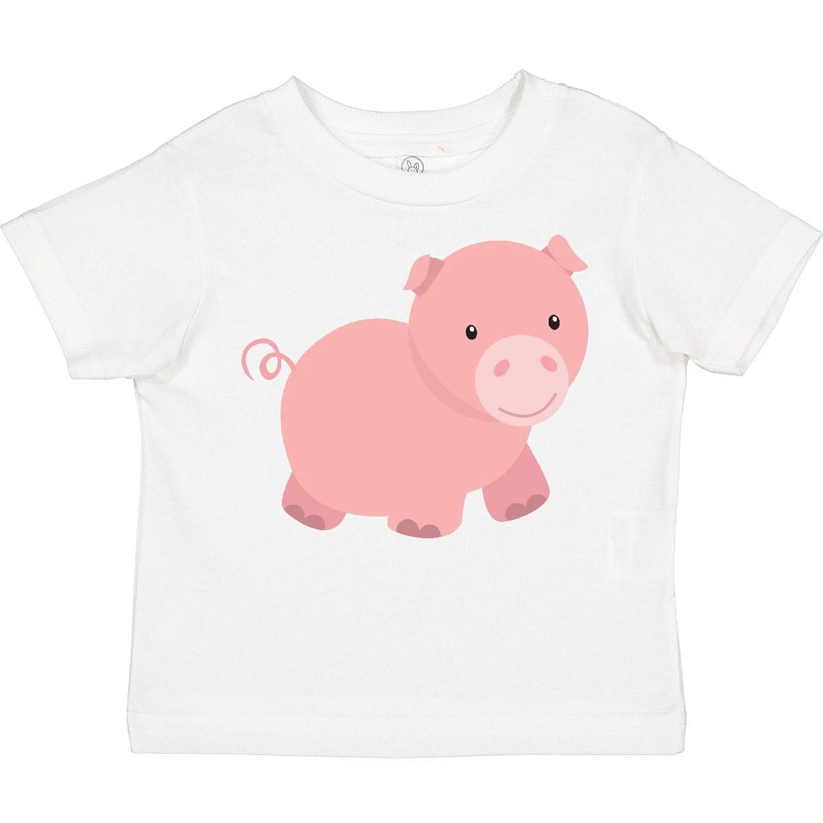 Inktastic Cute Little Pink Farm Pig Toddler T-Shirt Animal Oink Farmer Shower 140