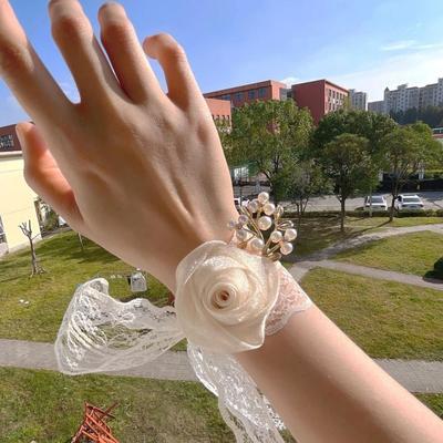 Feenhochzeit Handgelenkblume Braut Handgelenkblume Brautjungfer Blumiges Handgelenkband Seidenband Armband