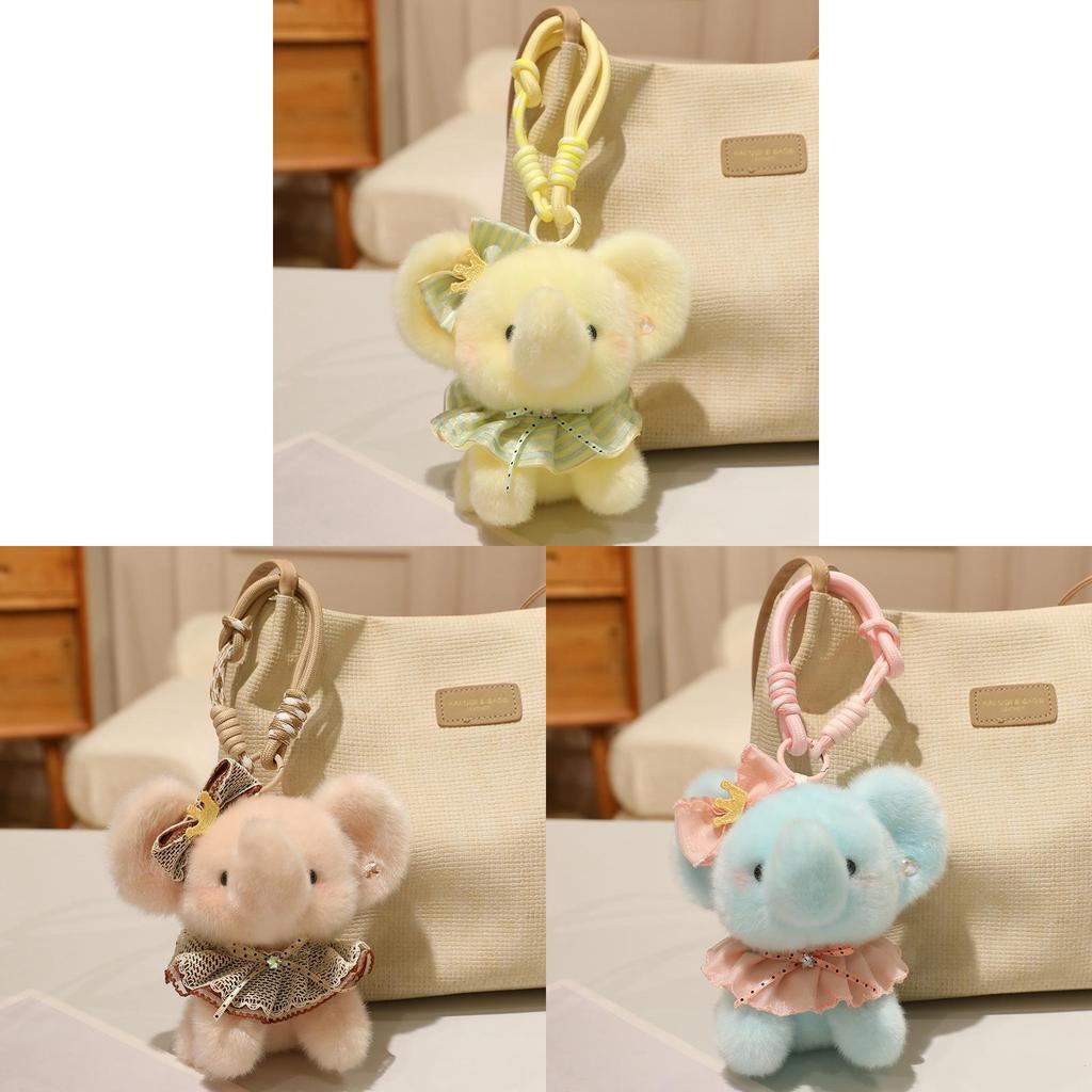 Plush Elephant Keychain With Pp Cotton Filling For Girls Birthday Gift