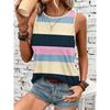 Women's Sleeveless Round-neck Vests Fashionable Geometric Color Block Printed Summer Street Fashion Casual Wear
