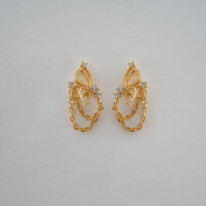 Korean Style Earrings Three-dimensional Butterfly Tassel Chain Temperament Super Fairy