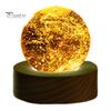 Faux Crystal Glass Balls USB Powered LED Chakra Ball with Wooden Base Ice Cracked Spheres Night Light for Meditation Home Table Decor