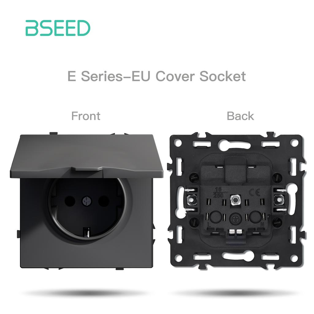 BSEED DIY Button Curtain Switch Module EU Socket With Waterproof Cover Part Large Switch Plastic Frame Combination E Series