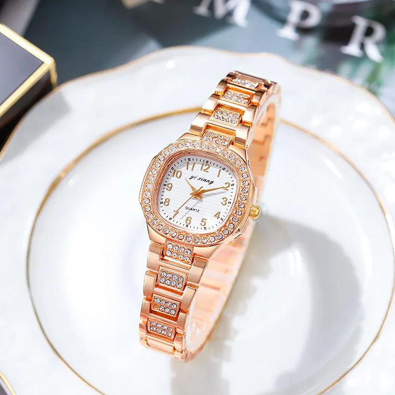 

Fashion Watch Steel Belt Waterproof Women Watch Luxury Water Diamond Arabic Digital Dial Quartz Watch montre femme dropshipping