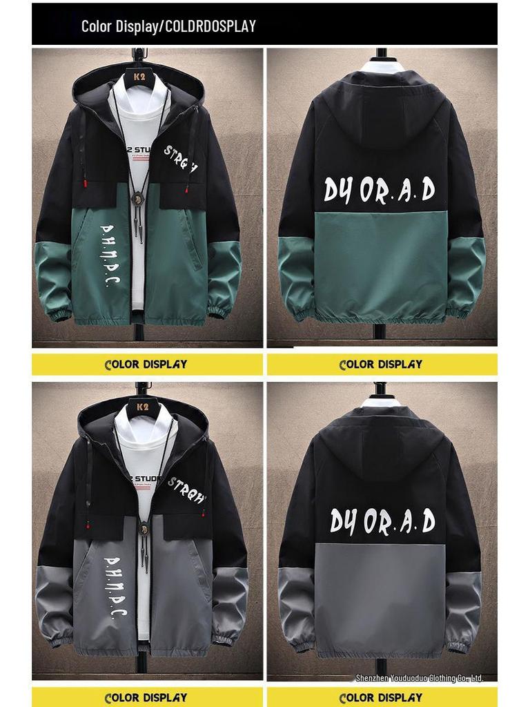 Pánská trendy pracovní bunda s kapucí v korejském stylu pro teenagery