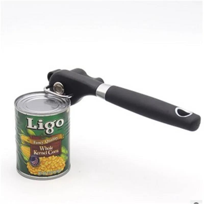 Stainless Steel Kitchen Tool Safety Hand-actuated Can Opener Side Cut Easy Grip Manual Knife for Cans Lids