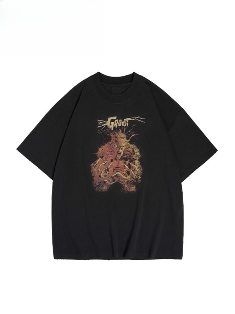 Genuine  High-quality Galaxy Guardians T Fashion Trend Printed T-shirt Men's And Women's Short-sleeved TopsJacket