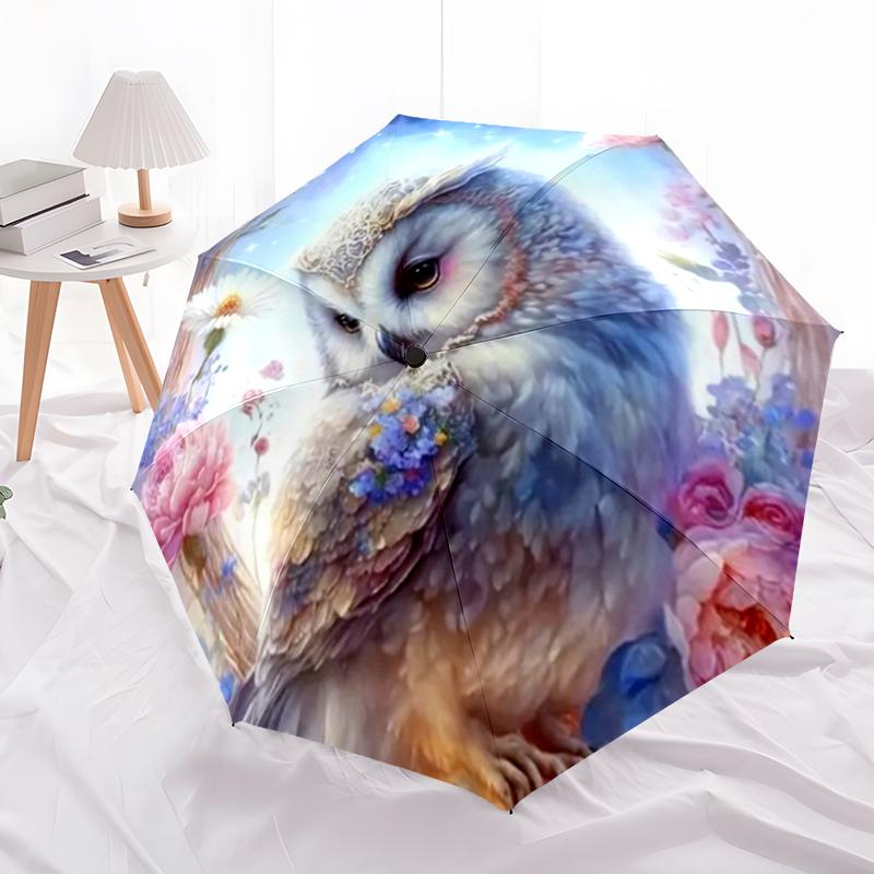 

Stained Glass Owl Umbrella Automatic Open/close, Sturdy Iron Frame & 8-Rib Structure, Umbrella for Women & Men, Christmas Gift