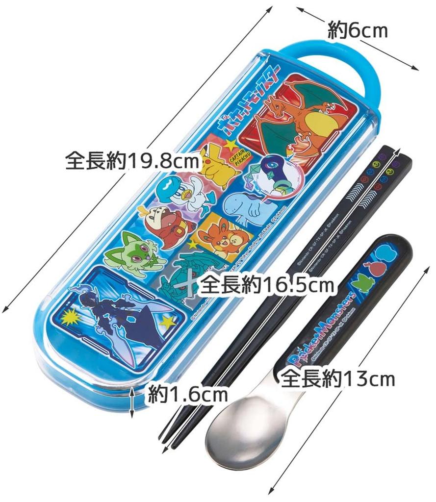 Skater Antibacterial 24 Chopsticks and Spoon Made In Pokémon Set, Japan, CCA1AG-A
