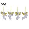 Festive Showcase Hanging Ornaments 4Pcs Winged Angel Ornaments, Clear Figurines, Holiday Party Decor Christmas Tree Decor, Seasonal Home Supplies