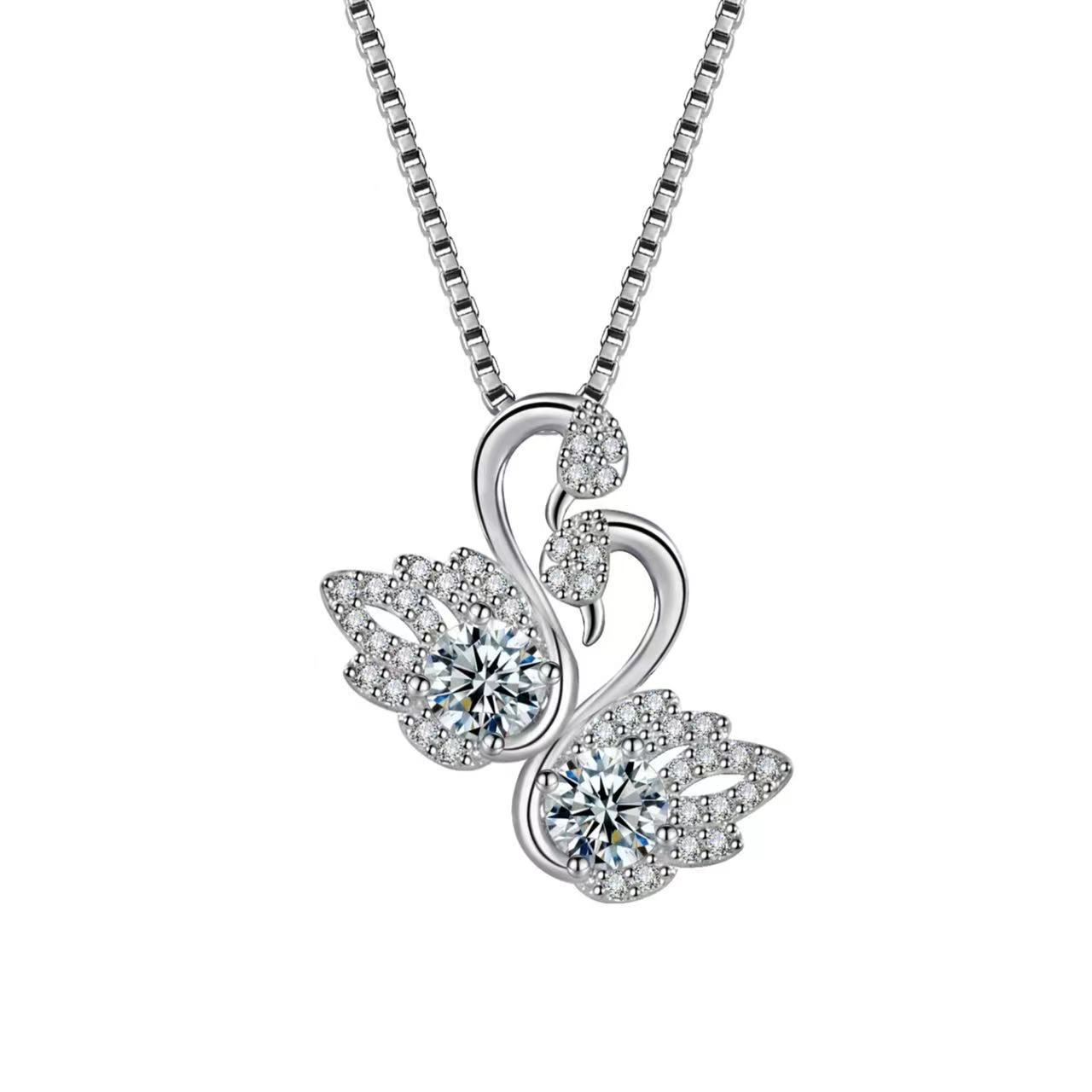 

Платиновое двойное лебедь ожерелье для женщин с легкой роскошной подвеской Niche Swan цепочка на ключицу для подруги подарок