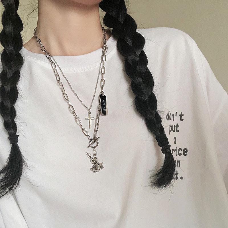 Women's Light Luxury Washable Titanium Steel Hip Hop Clavicle Necklace - Trendy Cold Style Sweater Chain Accessories