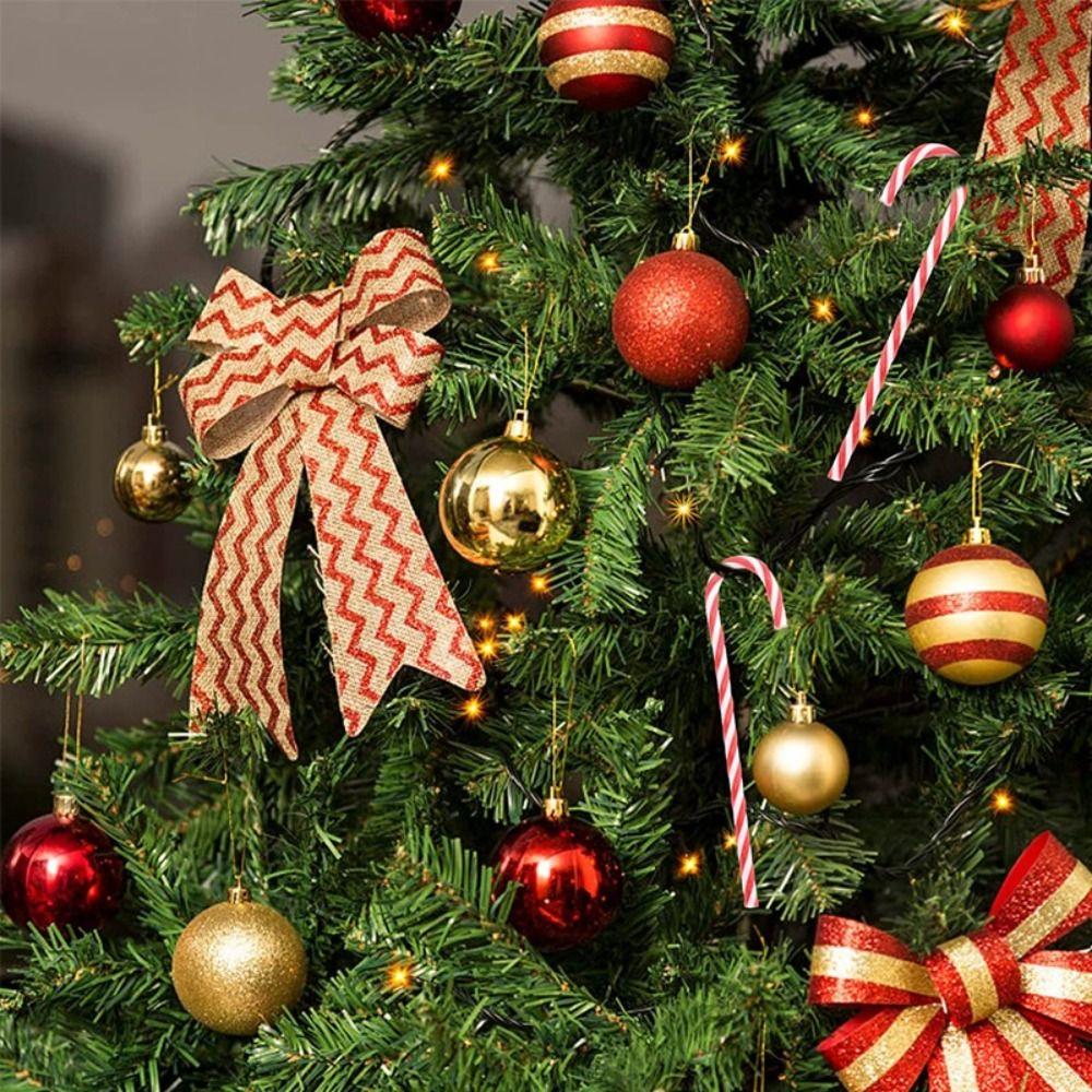 6 Pcs 15cm Acrylic Crutch Twisted Xmas Tree Hanging Ornaments Christmas Canes  Noel Tree Decorations