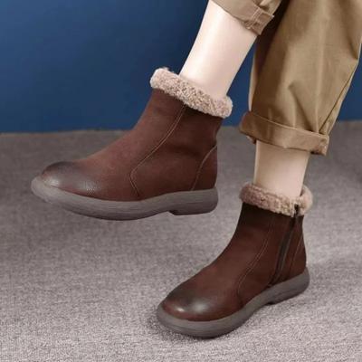 Women Fur Ankle Flats Platform Snow Boots Winter Warm Plush Shoes Woman Brand 2024 Trend Casual Walking Shoes Fad Botas Mujer