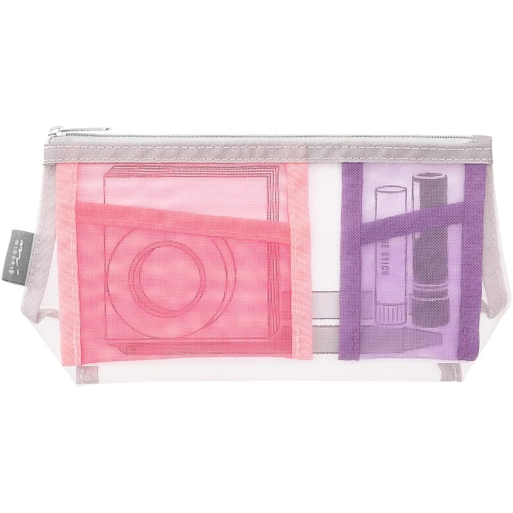 DESIGNPHIL (MIDORI) Mesh Pouch Pen Case Tool Pouch with Gusset Pink 53351006
