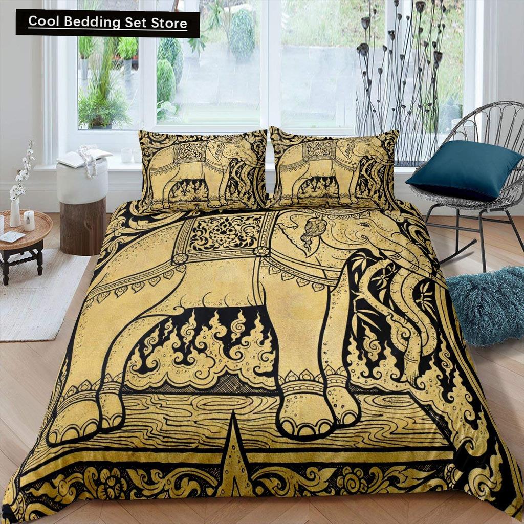 Tribal Ethnic Elephant Duvet Cover Exotic Style Bedding Set Boho Mandala Flower Paisley Quilt Cover Polyester Comforter Cover