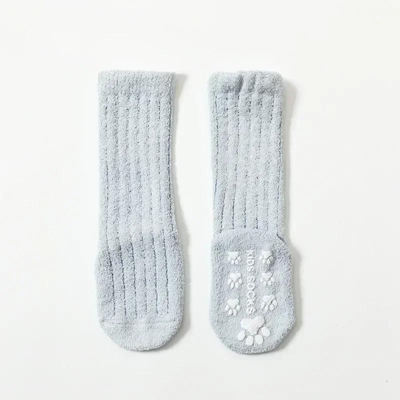 New Warm Baby Calf Sock Simplicity Solid Color Calf Sock for Toddler Boy Girl Indoor Autumn Winter Newborn Non-slip Floor Socks