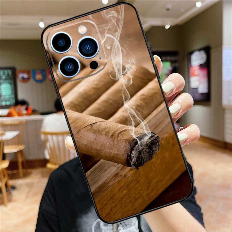 

Smoking Cigar Case For iPhone 17 16 15 14 13 12 11 Pro Max Mini Plus 16e 17 Air Bumper Cover Accessories iPhone 12Pro MAX