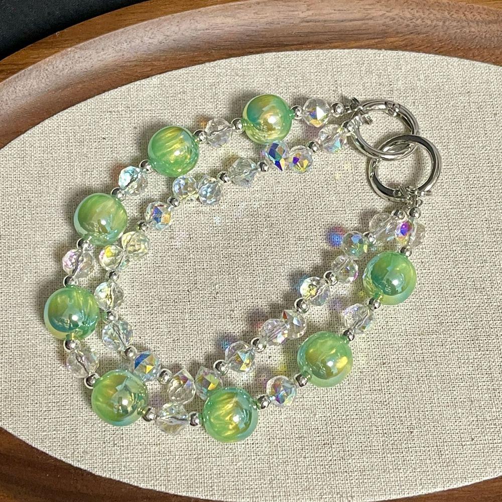 

New Double Chain Crystal Mobile Phone Chain Gradient Color Starry Sky Pattern Beaded Mobile Phone Chain Mobile Phone Accessories