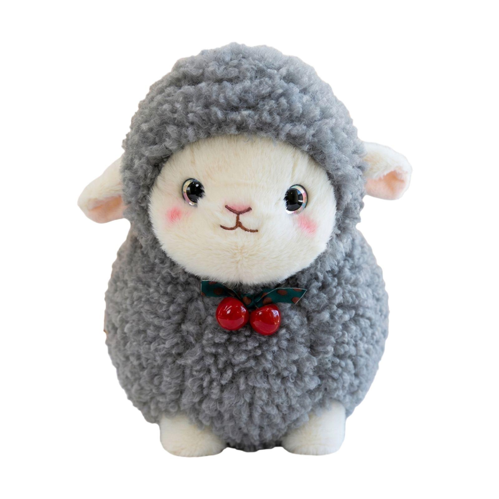 

Plush Sheep Stuffed Animal Soft Lamb Toy with Curly Fleece Texture and Decorative Bowknot Suitable for Kids and Collectors One Size