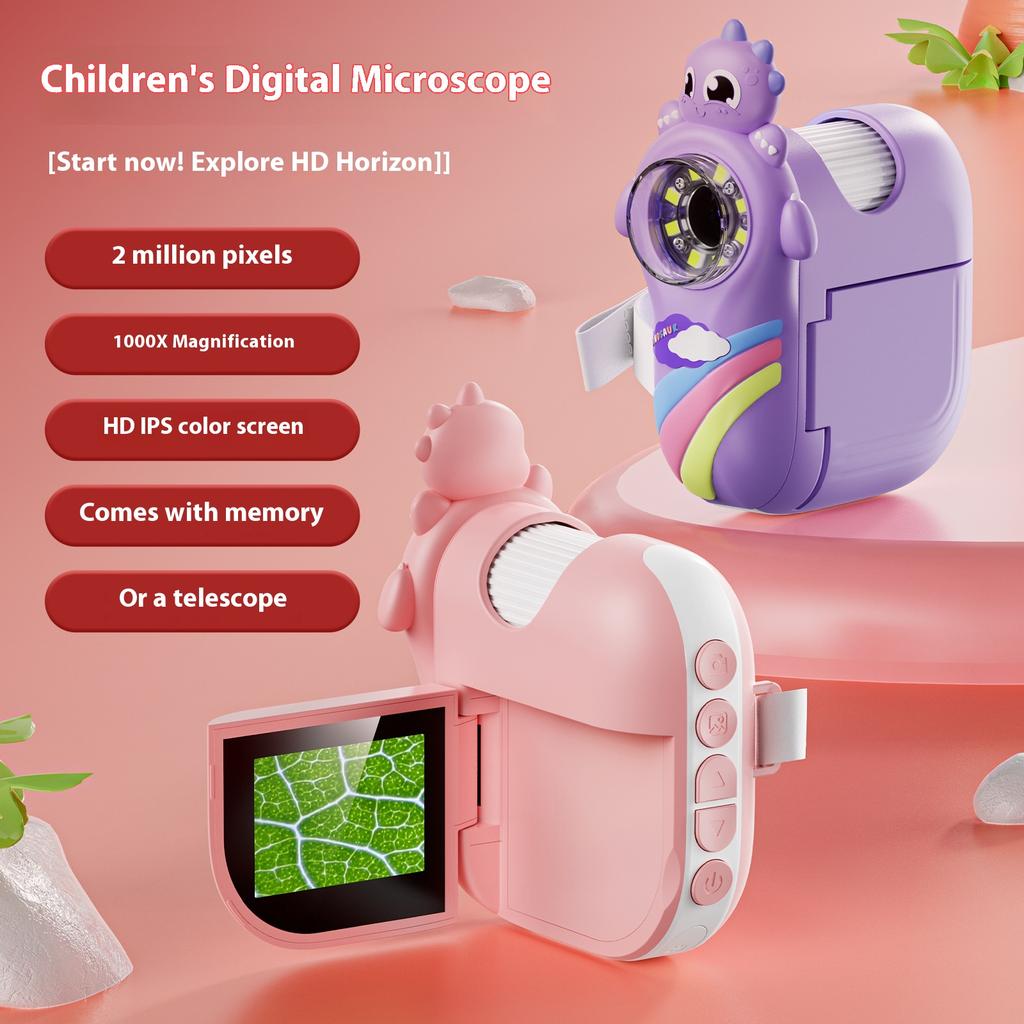 1000X Children's Microscope, Home Tutoring Learning Magnifying Glass, Specialized Extension, Extracurricular Handheld Microscope