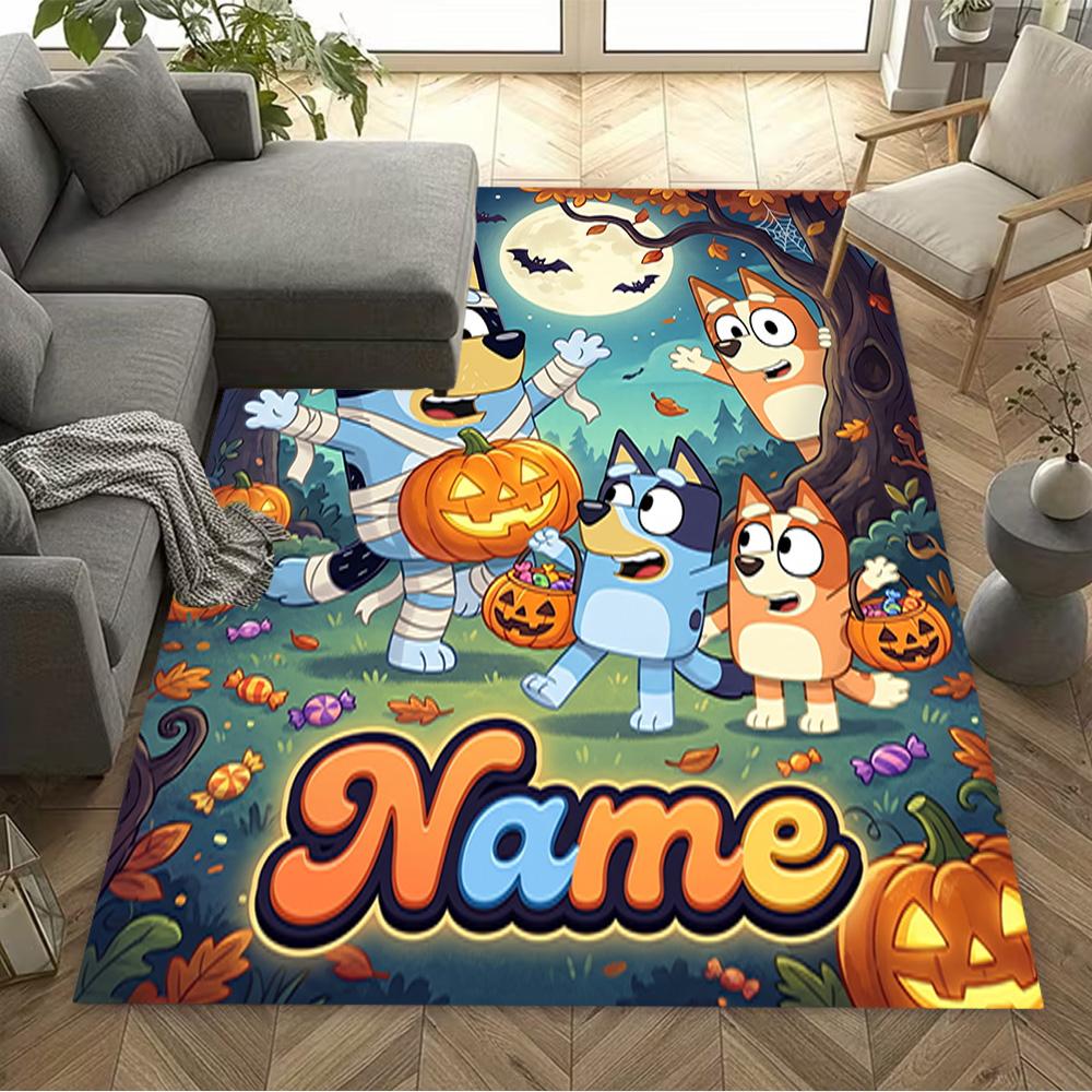 Halloween Trick Treat Customize Text Floor Mat Perfect for Game Room Outdoor Bedrooms Entryway Anti-slip Rug Office Home Decor