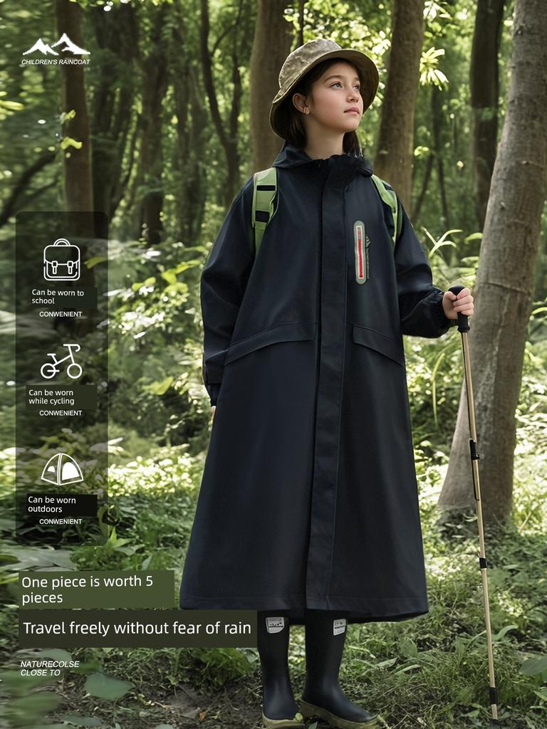 Children's Raincoat, Long Full-Body Waterproof Poncho for Students Going to School, New Model for Teenagers and Middle School Students for Outdoor
