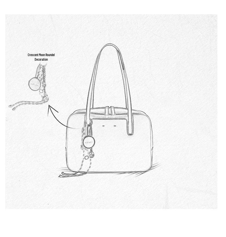 Women's Veg-Tanned Cowhide Bowling Bag: Fall/Winter 2025 Commute & Fashionable Crossbody Handbag