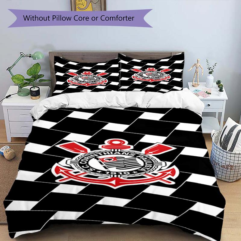 Sport Club Football Crest Printed Pattern Duvet Cover Set – includes 1 duvet cover and 2 matching pillowcases Bedroom decor Christmas gifts