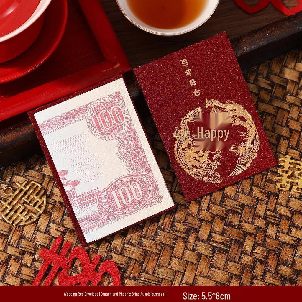 Small Red Wedding Lucky Money Envelope with 2026 Happiness Character