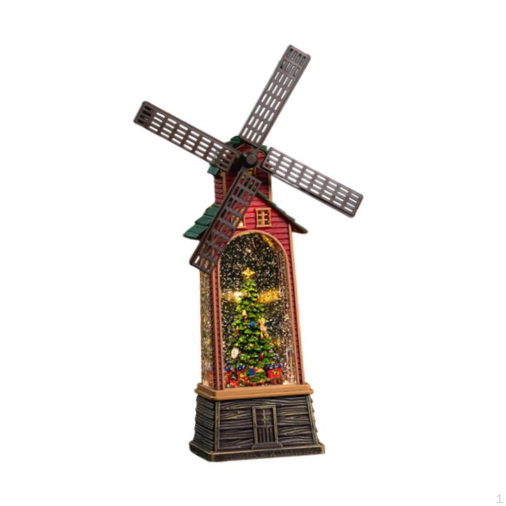 Christmas Lantern Snow Globe Decoration Windmill Music Box Creative Shimmering
