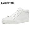 Echtes Leder Weiß High Top Sneakers Herren Skateschuhe Skateboard Schuhe Schwarz Große Größe 48 49 Herbst Winter Plüsch